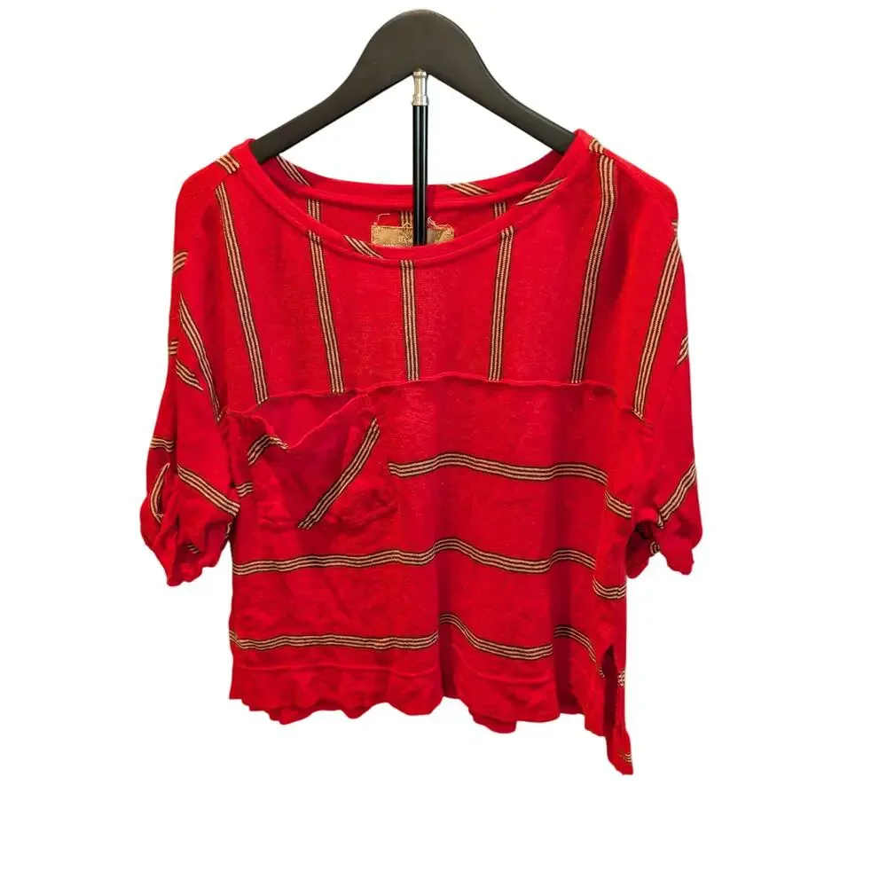 Free People Free Est Red Striped Tunic & Pants Set XS Boho Two Piece